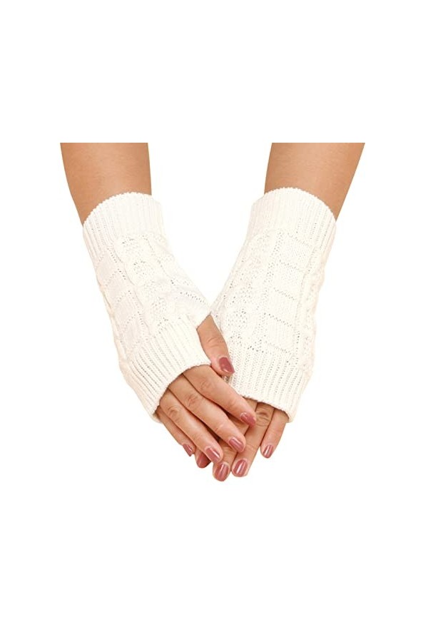 Gants dhiver mi-doigts chauds en tricot chauffe-pouls Gants chauds en tricot Gants dextérieur sans doigts Gants pour chat G