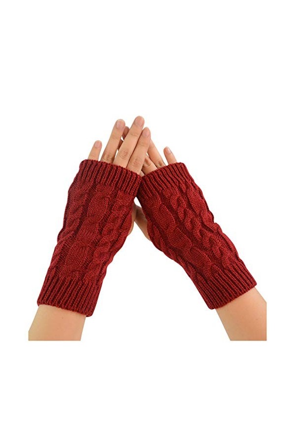 Mitaines sans doigts avec trou pour le pouce en tricot mi-doigts tendance mitaines tricotées chauffe-bras dhiver chauds