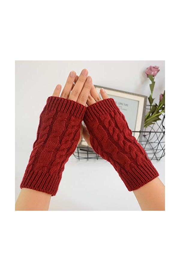 Mitaines sans doigts avec trou pour le pouce en tricot mi-doigts tendance mitaines tricotées chauffe-bras dhiver chauds