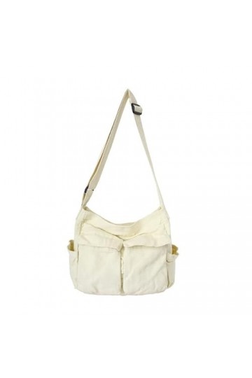 XKUN Sac à Dos Sac À Toile À Grande Capacité Polyvalent Sac À Épaule Rétro Messager Fille -Black,34 x 40 x 15Cm