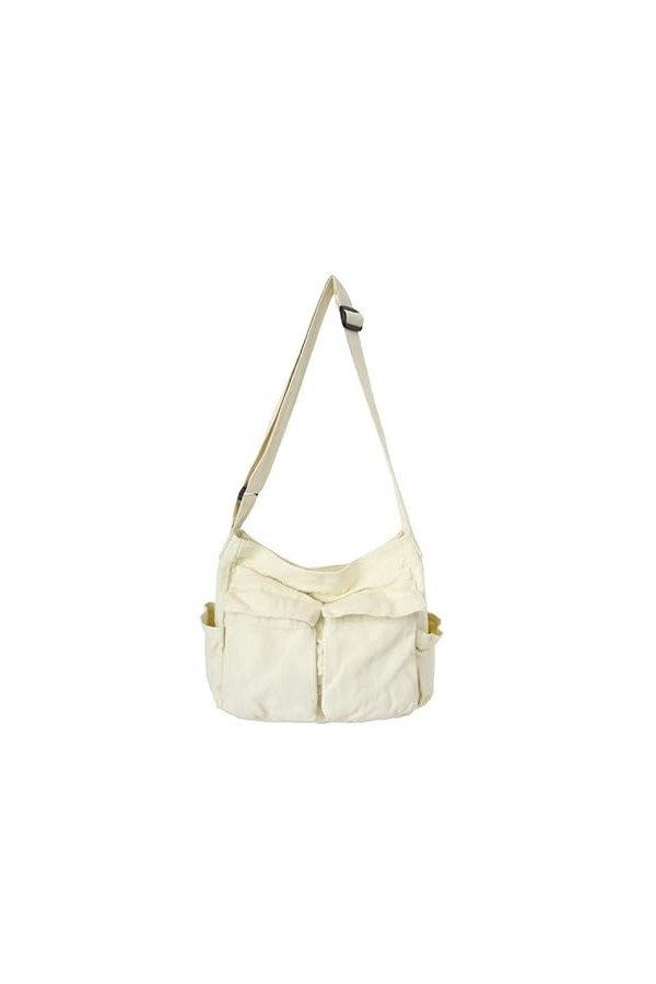 XKUN Sac à Dos Sac À Toile À Grande Capacité Polyvalent Sac À Épaule Rétro Messager Fille -Black,34 x 40 x 15Cm