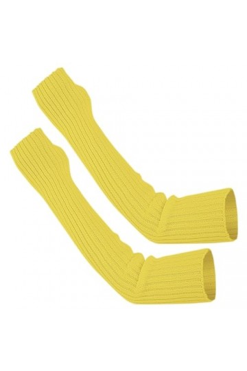 hahuha Mitaines dhiver pour femme - Chauffe-poignet - En tricot solide - Longues mitaines - Mitaines convertibles, jaune, ta