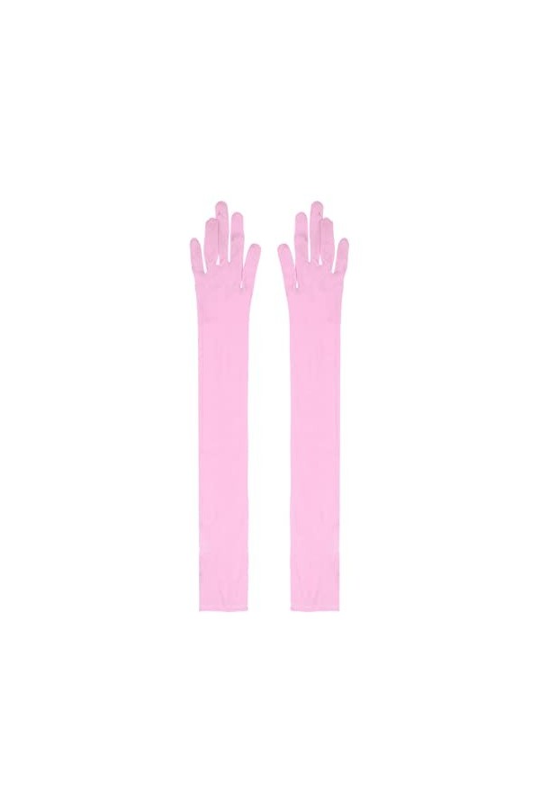 JanJean Gants Femme Sexy Tulle Transparent Moufle Doigts Complet Longueur du Bras Anti UV Accesoire Robe Soirée Mariage Noir 