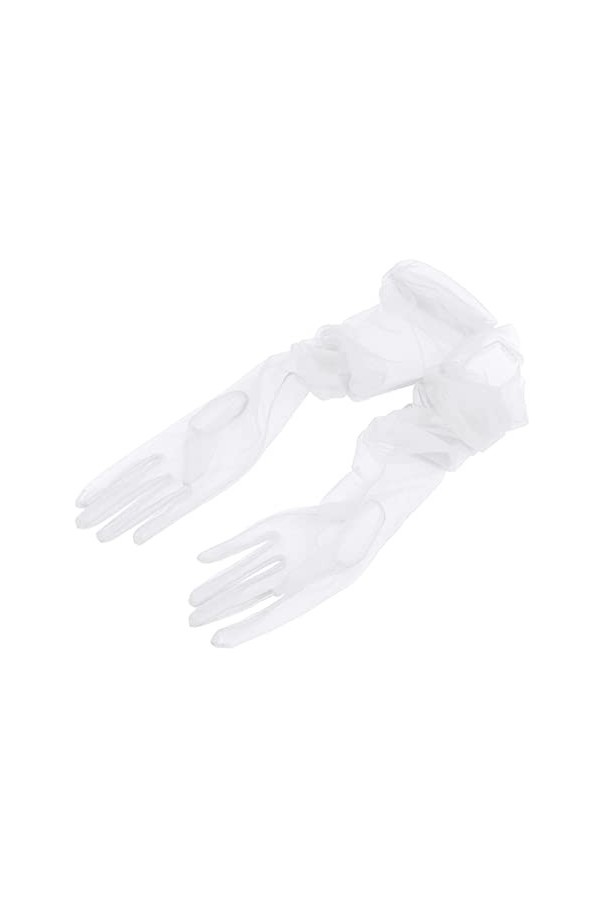 Aislor Gants Femme Mariée Mariage Cocktail Gants Longs/Courts Moufles Transparent Complet Doigt Manchettes Accessoires Rouge 