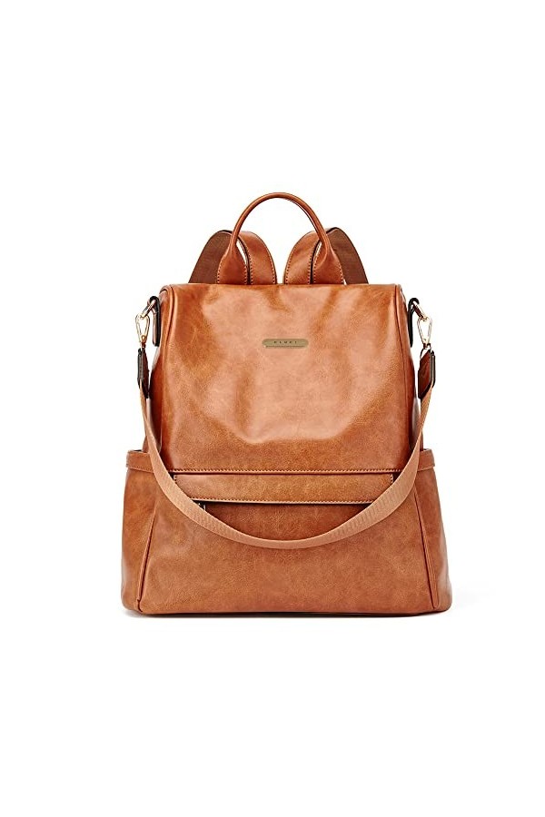 CLUCI Sac à dos tendance en cuir pour femme, Marron bicolore. Marron - 1765341031