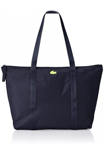 Lacoste Grand Sac Cabas Izzie Femme, Marine 166 Jaune Fluo, Taille unique