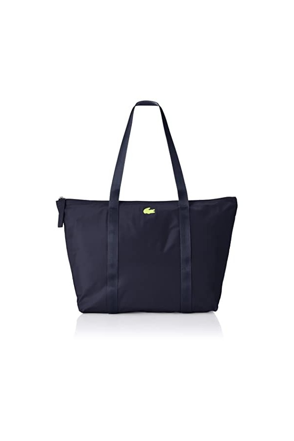 Lacoste Grand Sac Cabas Izzie Femme, Marine 166 Jaune Fluo, Taille unique