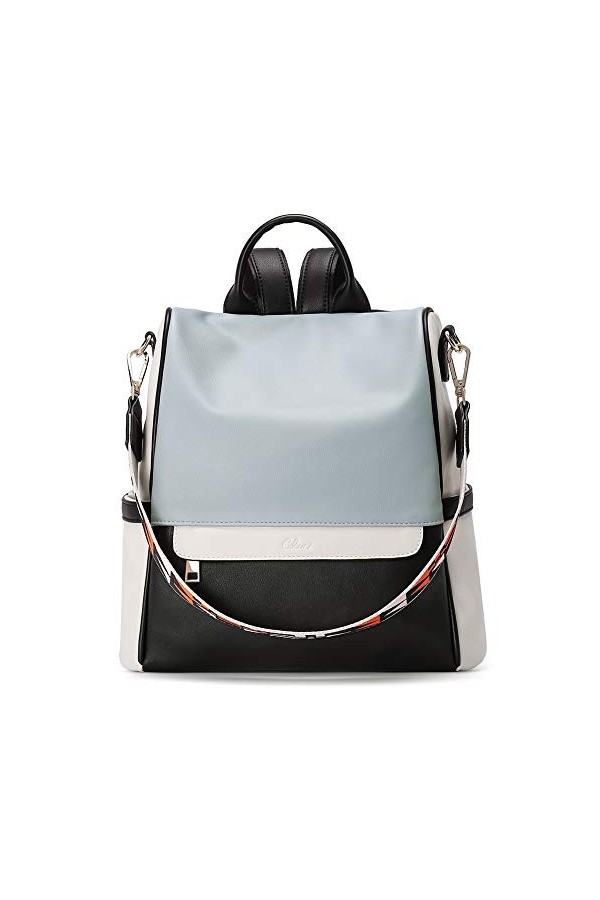 CLUCI Sac à dos tendance en cuir pour femme, Marron bicolore. Marron - 1765341031