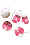 UnoSheng Moufles mignonnes en polaire, épaisses, pour garçons et chaudes, moufles de Noël pour femmes rose vif, taille uniqu