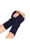 Moufles pour femme en laine chaude pour temps froid - Gants dhiver convertibles - Mitaines tricotées sans doigts pour femme