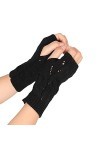 Moufles pour femme en laine chaude pour temps froid - Gants dhiver convertibles - Mitaines tricotées sans doigts pour femme