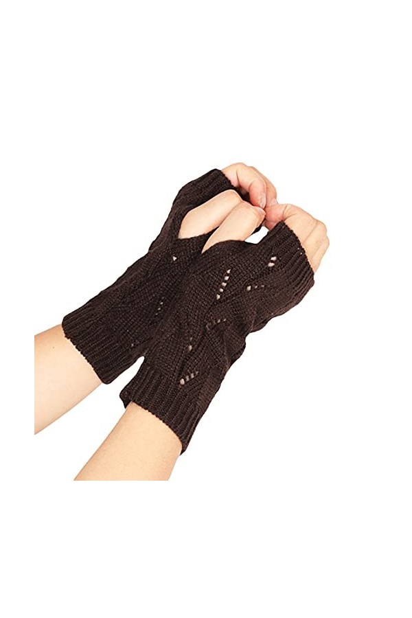 Moufles pour femme en laine chaude pour temps froid - Gants dhiver convertibles - Mitaines tricotées sans doigts pour femme