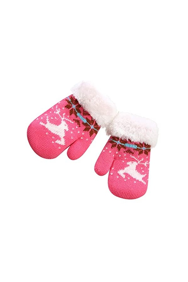 LOIJMK Moufles chaudes, épaisses, mignonnes pour et gants en polaire pour garçons Gants en cuir sans doigts pour femmes Rouge