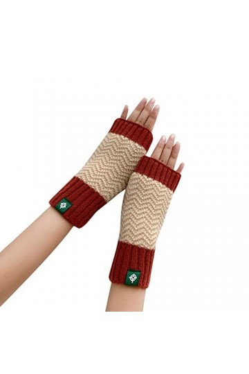 Mitaines tissées pour femme automne et hiver avec motif à chevrons