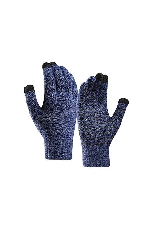 STKOOBQ Gants tricotés – Gants thermiques doux pour homme et femme avec poignets élastiques dhiver améliorés – Gants chauds,