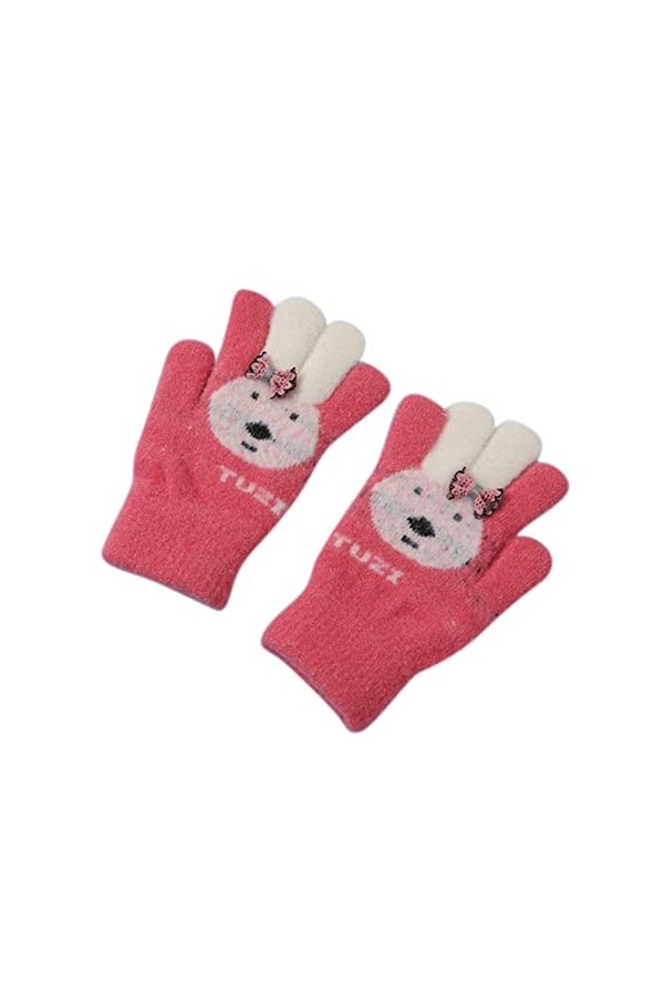 Mitaines dhiver pour garçons, lapins, petits doigts et enfants dhiver en cachemire - Imitation de dessin animé - Gants chau