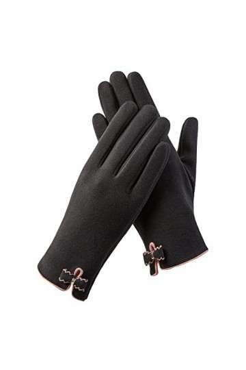 UnoSheng Gants chauds pour femme, équitation, conduite, nœud mignon, plus écran tactile polaire, gants antidérapants écharpe 