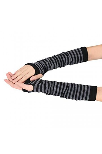 Gants Femme, Gants Hiver Poignet Bras Main Chaude Tricoté Long Mitaines Mitten Noir 