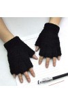 Gants unisexes pour femme - Mitaines en polaire - Demi-doigts duveteux - Chaud - Pour lhiver
