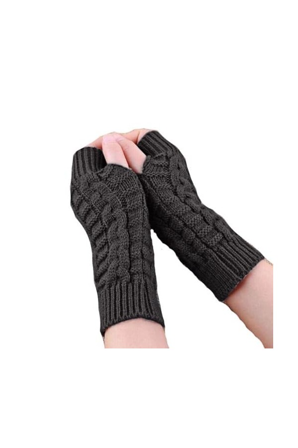 UnoSheng Mode dhiver Gants Unisexe Mitaines Manches Tricotées Chaud Doux Mitaines Mitaines Coiffe Femme, gris, taille unique