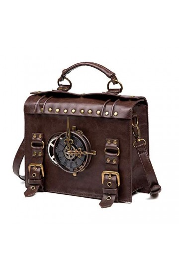 HUAXM Vintage Steampunk Sac à Dos Retro Gothique Main en Cuir Sac Messenger Moyen Age Sac à bandoulière pour Ordinateur Porta