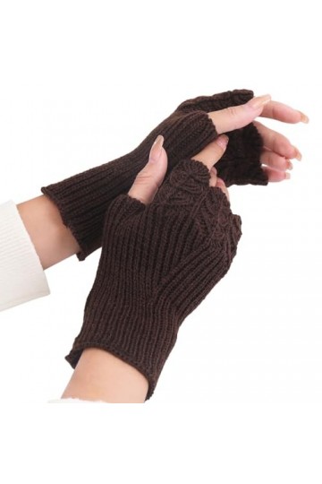 Mitaines sans doigts pour femme - Mitaines courtes - Mitaines dhiver tricotées - Mitaines élastiques - Chauffe-bras - Chauff