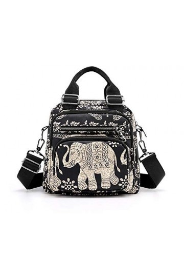 LaRechor Sac Bandoulière pour Femme avec Multi Poches Sacs Portés épaule Petit Sac à Dos Sacoche de Éléphant en Nylon