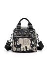 LaRechor Sac Bandoulière pour Femme avec Multi Poches Sacs Portés épaule Petit Sac à Dos Sacoche de Éléphant en Nylon