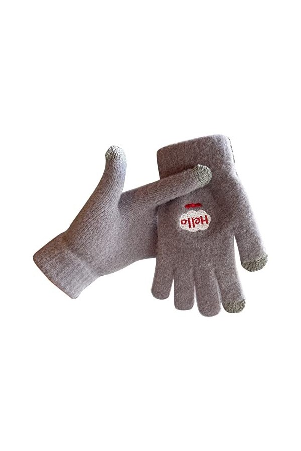 Beokeuioe Gants dhiver en coton style chat - Gants chauds en tricot chaud - Pour femme - Automne hiver - Avec motif chat et 