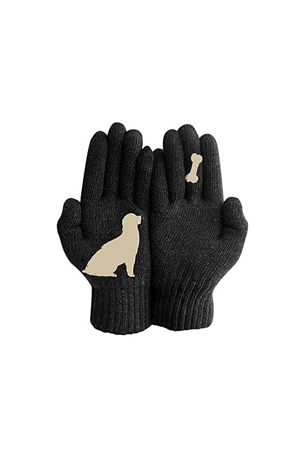 Beokeuioe Gants dhiver en coton style chat - Gants chauds en tricot chaud - Pour femme - Automne hiver - Avec motif chat et 