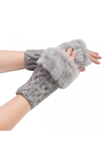 Gants en tricot doux et chauds unisexes - Mitaines chauffe-bras - Mitaines sans doigts - Chauffe-mains - Mitaines tricotées, 