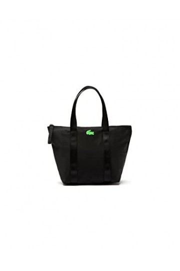 Lacoste Petit Sac Cabas Izzie Femme, Noir Vert Fluo, Taille unique