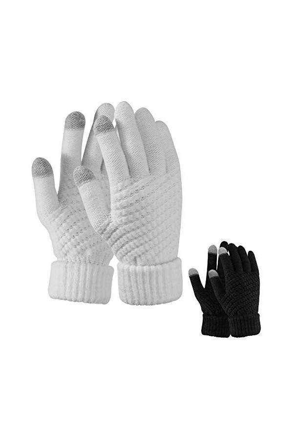 TAGVO 2 Paires De Gants Tricotés dHiver Pour Femmes, Quelques Gants Chauds,Des Gants à Écran Tactile Avec Une Doublure En Po