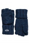 Superdry Gants en tricot torsadé pour femme, Tweed bleu marine foncé, taille unique