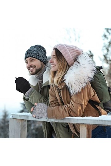 SATINIOR 3 Paires Gants sans Doigts avec Couverture Mitaines Convertibles Chaudes en Tricot Mitaines avec Rabat pour Femmes H