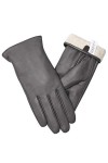 vislivin Gants Cuir Femme Mode Hiver Gants Tactile Plein Doigt Peau de Mouton Gants Femme Cadeau Black S