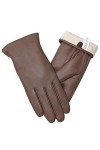 vislivin Gants Cuir Femme Mode Hiver Gants Tactile Plein Doigt Peau de Mouton Gants Femme Cadeau Black S