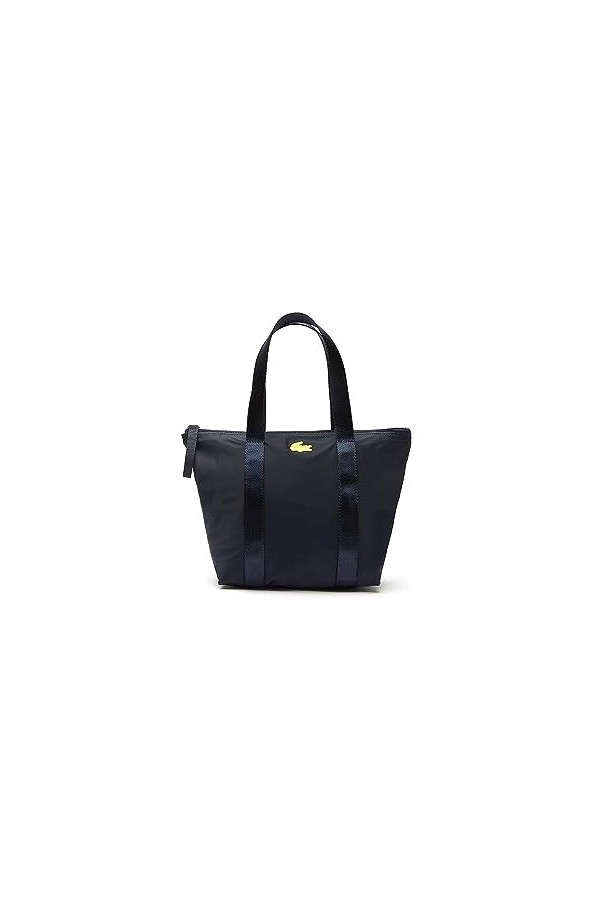 Lacoste Petit Sac Cabas Izzie Femme, Noir Vert Fluo, Taille unique