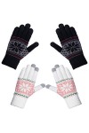 Chalier Fashion 2 Paires Gants Femme Hiver Chaud Tactile Gants à Ecran Tactiles Tricotés Douce Motif de Elaphurus Mignon - Bl