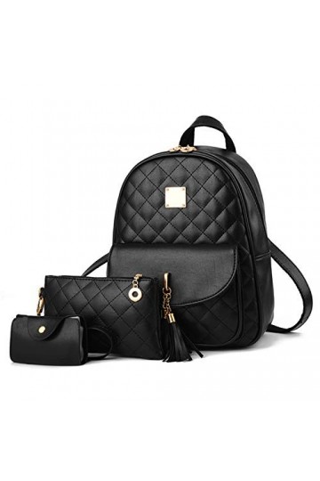 EVEOUT Femmes Faux Cuir Décontractée Sac à Dos Étanche Sac de Voyage Scolaire Sacs de Jour 3 en 1 Sac à Main pour Fille Styl