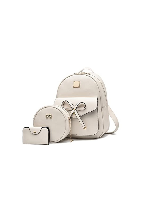 EVEOUT Femmes Faux Cuir Décontractée Sac à Dos Étanche Sac de Voyage Scolaire Sacs de Jour 3 en 1 Sac à Main pour Fille Styl