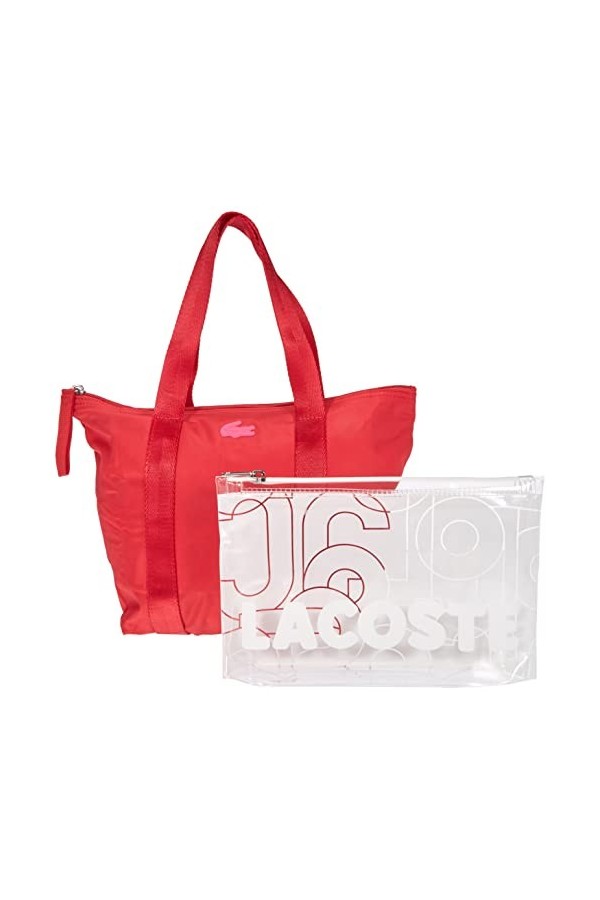 Lacoste Petit Sac Cabas Izzie Femme, Noir Vert Fluo, Taille unique