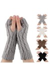 TAGVO Gants sans Doigts Mitaines Demi Doigts 4 Paires, Extensible Tricotés Gants Chauds dHiver, Mitaines Gants Femme, Hiver 