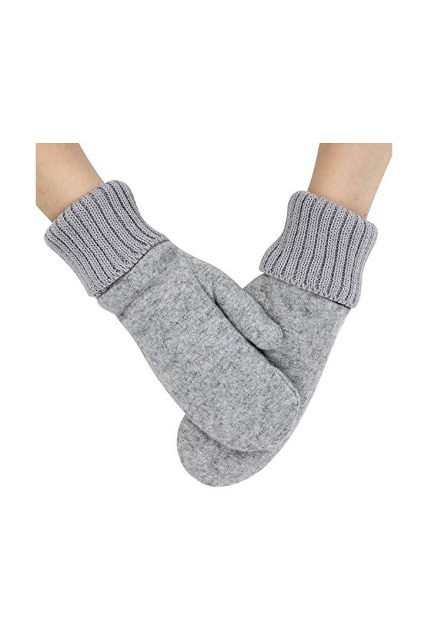 IBLUELOVER Moufle Femme Gants Hiver Chauds Gants Thermique en suède et Tricoté Laine Gants élégance Mignon Simple Moufle Coul
