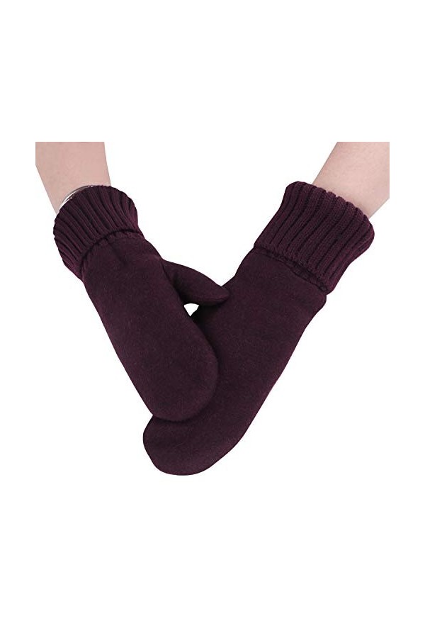 IBLUELOVER Moufle Femme Gants Hiver Chauds Gants Thermique en suède et Tricoté Laine Gants élégance Mignon Simple Moufle Coul