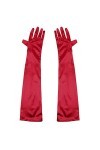 Cutefly Gants Longs en Satin Sexy moufles, Rouge, Taille Unique Femme