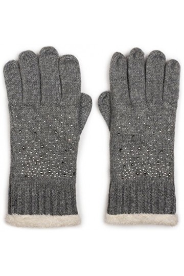 styleBREAKER gants chaud avec strass et polaire, gants dhiver tricotés, femme 09010010, couleur:Crème-blanc