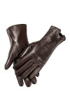 MaxW Automne Hiver Gants en Cuir pour Femmes Noire Gants en Peau de Mouton avec Écran Tactile Conduite Cyclisme Moufles Doubl