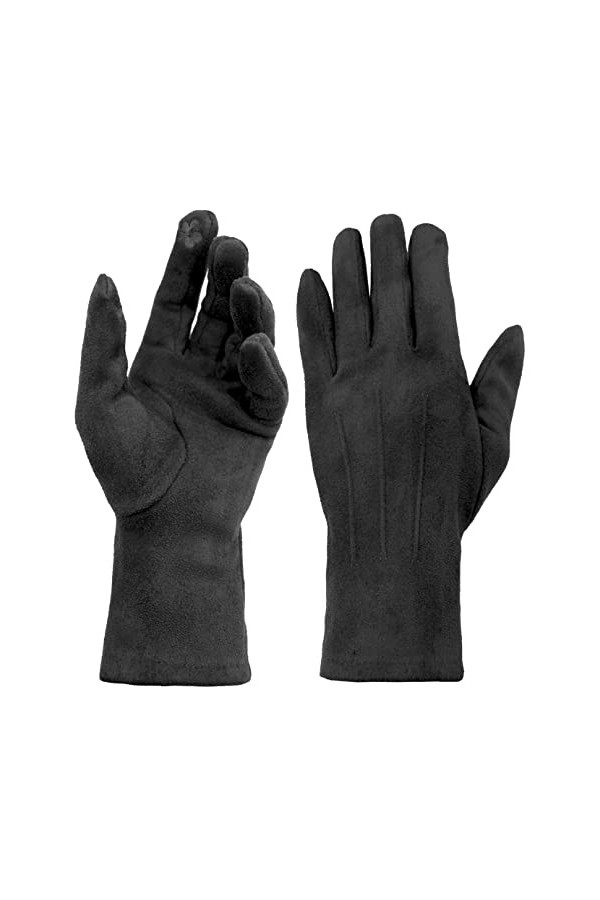 Van Der Rich ® - Gants dhiver Chauds à Ecran Tactile Gants en Daim - Femme Noir, TU 