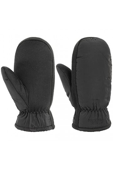 Lipodo Moufles avec Peluche Femme/Homme - paire de gants pour femme homme doublure automne-hiver - S noir